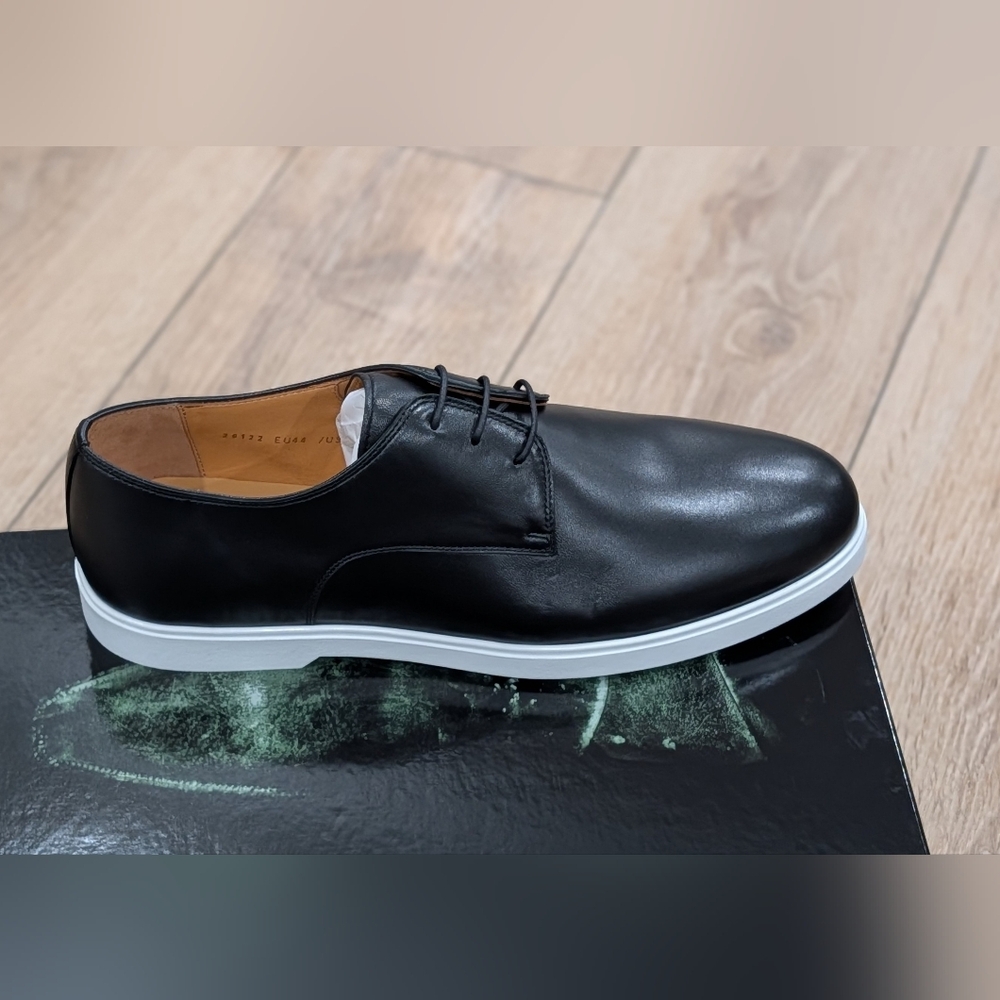 $398 Mens MAGNANNI "Lobo" Leather Derby Dress Shoes Black/White 12 - Picture 3 of 8